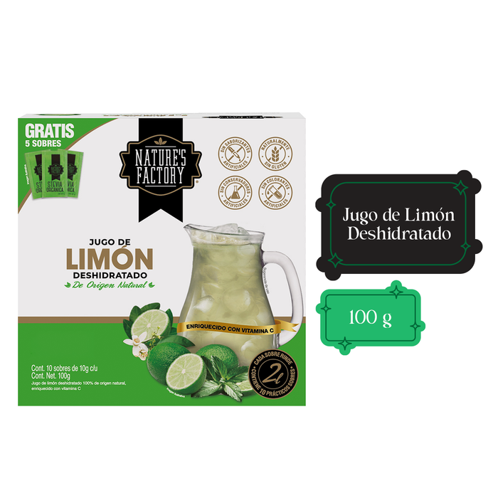 Jugo de Limón Deshidratado 100% Natural / caja con 10 sobres.