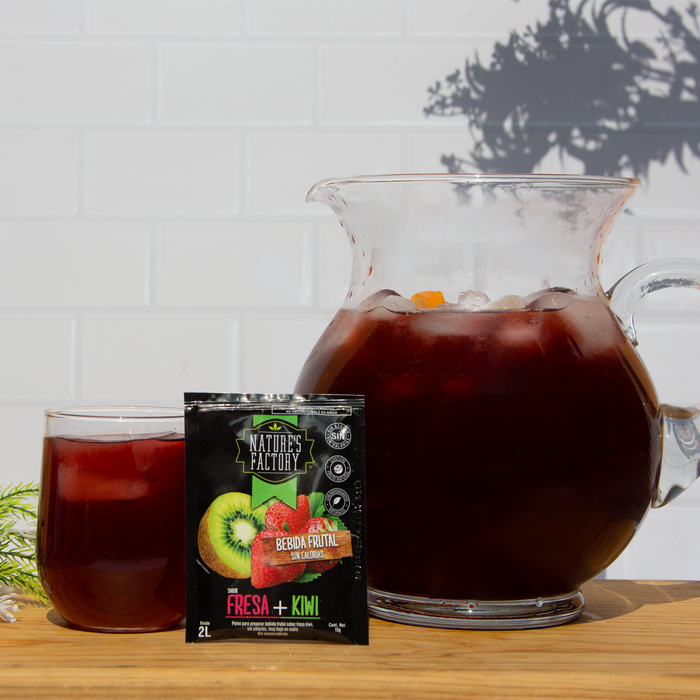 Nature’s Factory • Bebida Frutal en Polvo Sabor Fresa + Kiwi Sin Calorías / 10 pzas.