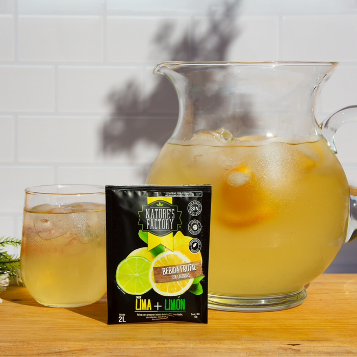 Nature’s Factory • Bebida Frutal en Polvo Sabor Lima + Limón Sin Calorías / 10 pzas.