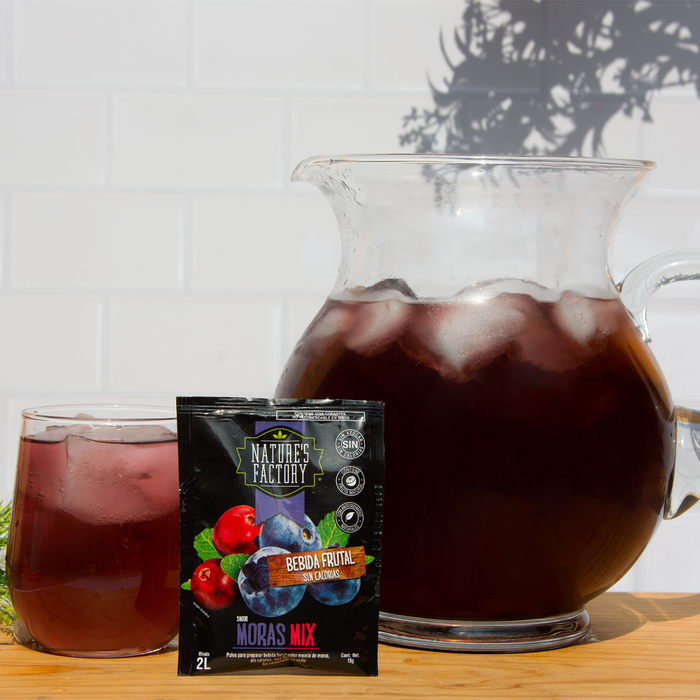 Nature’s Factory • Bebida Frutal en Polvo Sabor Moras Mix Sin Calorías / 10 pzas.