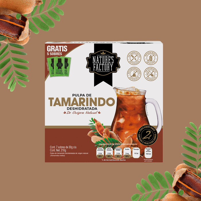 Pulpa de Tamarindo Deshidratado 100% Natural / caja con 7 sobres.