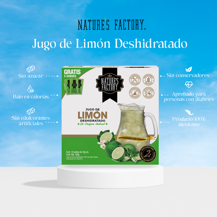 Jugo de Limón Deshidratado 100% Natural / caja con 10 sobres.
