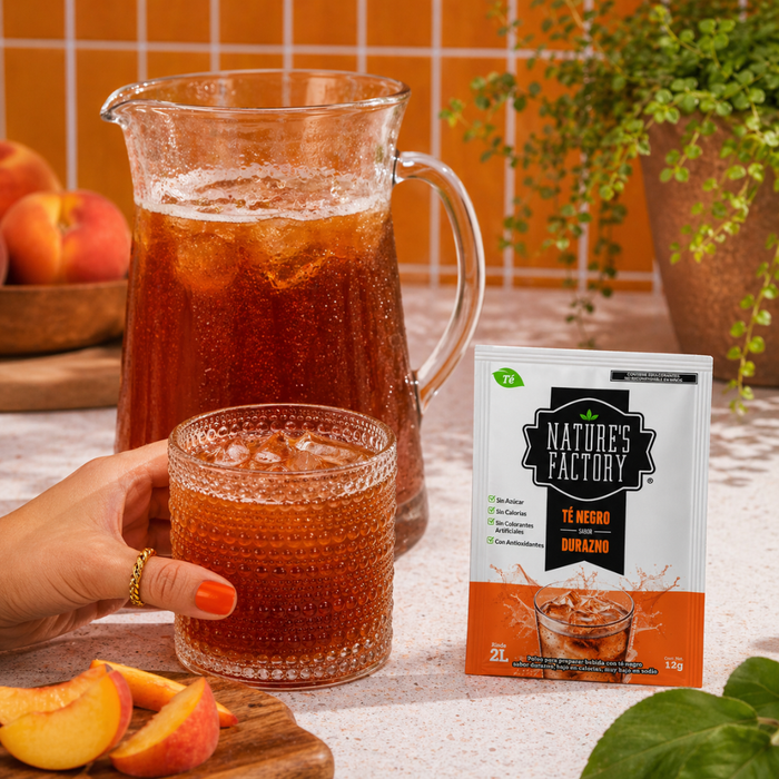 Nature’s Factory • Té Negro en Polvo Sabor Durazno bajo en Calorías / 10 pzas.