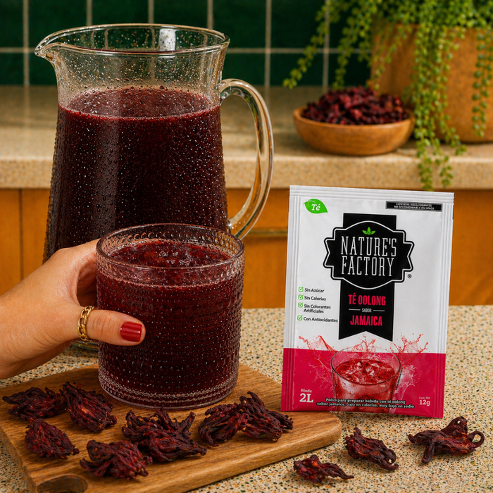 Nature’s Factory • Té Oolong en Polvo Sabor Jamaica bajo en Calorías / 10 pzas.