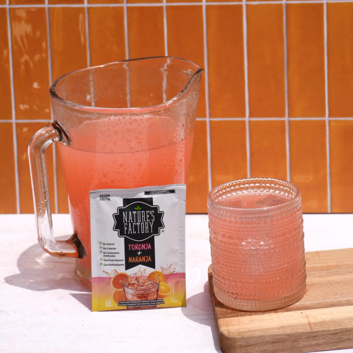 Nature’s Factory • Bebida Frutal en Polvo Sabor Toronja + Naranja Sin Calorías / 10 pzas.
