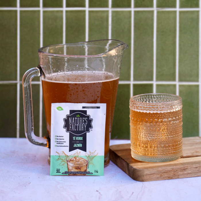 Nature’s Factory • Té Verde en Polvo Sabor Jazmín bajo en Calorías / 10 pzas.