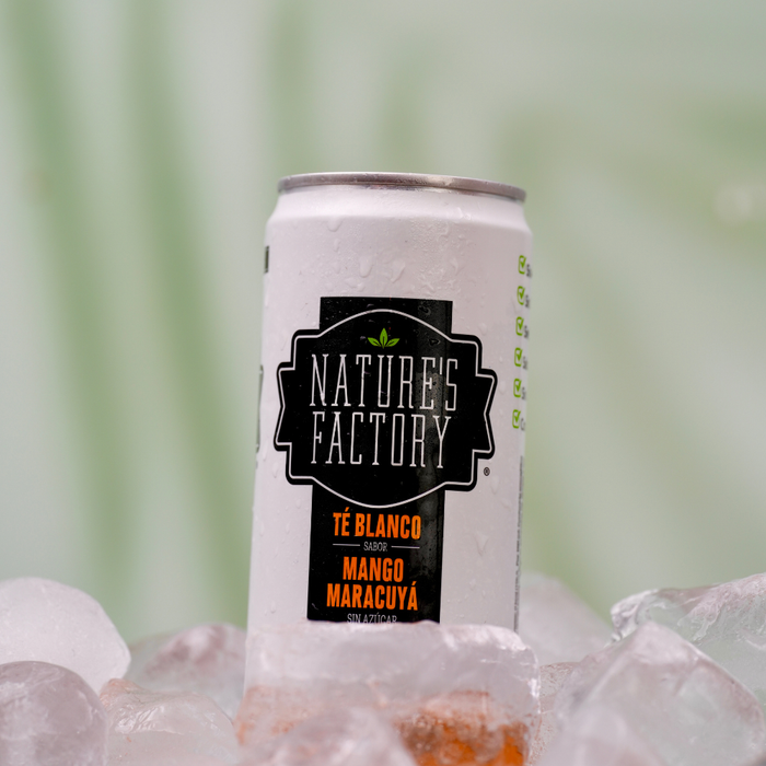 Nature’s Factory • Té Blanco Sabor Mango Maracuyá Sin Azúcar en Lata | 12 piezas