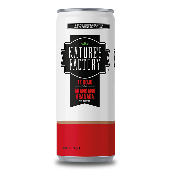 Nature’s Factory • Té Rojo Sabor Arándano Granada Sin Azúcar en Lata | 12 piezas