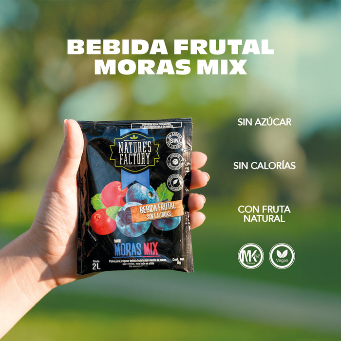 Nature’s Factory • Bebida Frutal en Polvo Sabor Moras Mix Sin Calorías / 10 pzas.