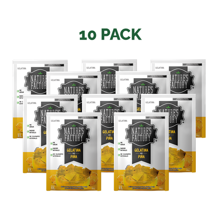 Nature’s Factory • Gelatina en Polvo sabor Piña / Pack de 10 pzas