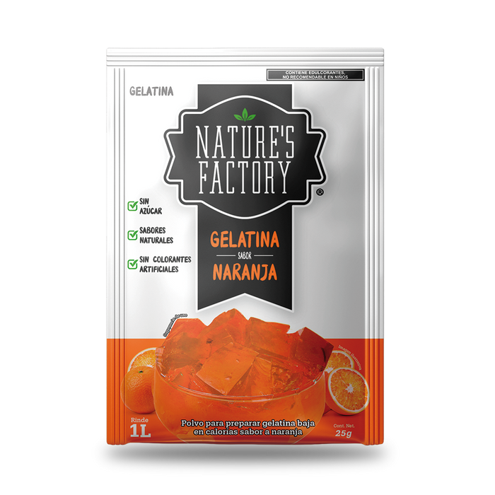 Nature’s Factory • Gelatina en Polvo sabor Naranja / Pack de 10 pzas
