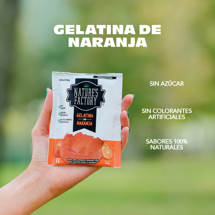 Nature’s Factory • Gelatina en Polvo sabor Naranja / Pack de 10 pzas