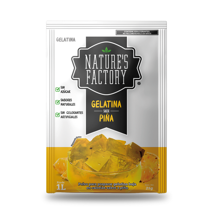 Nature’s Factory • Gelatina en Polvo sabor Piña / Pack de 10 pzas