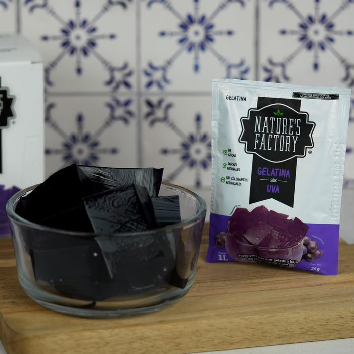 Nature’s Factory • Gelatina en Polvo sabor Uva / Pack de 10 pzas