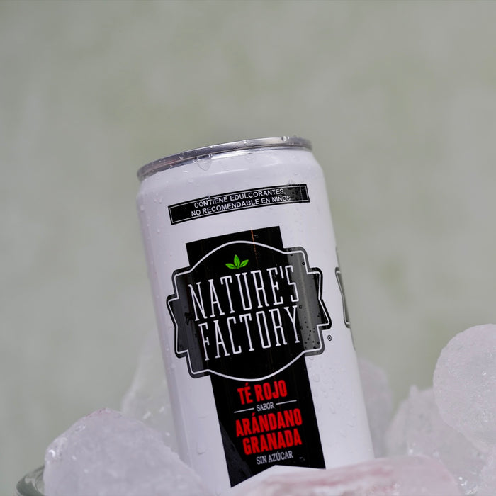 Nature’s Factory • Té Rojo Sabor Arándano Granada Sin Azúcar en Lata | 12 piezas