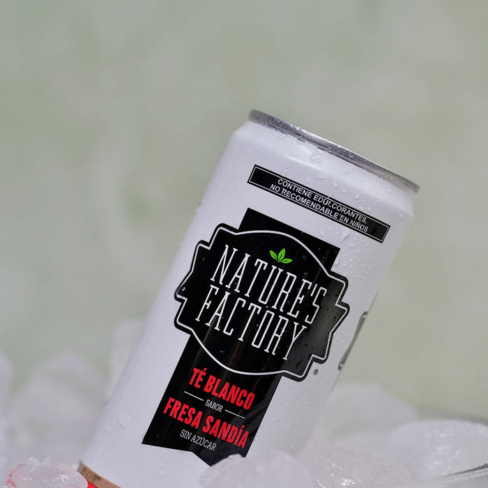 Nature’s Factory • Té Blanco Sabor Fresa Sandía Sin Azúcar en Lata | 12 piezas