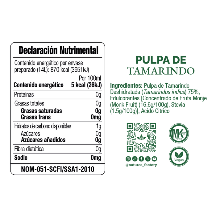 Pulpa de Tamarindo Deshidratado 100% Natural / caja con 7 sobres.