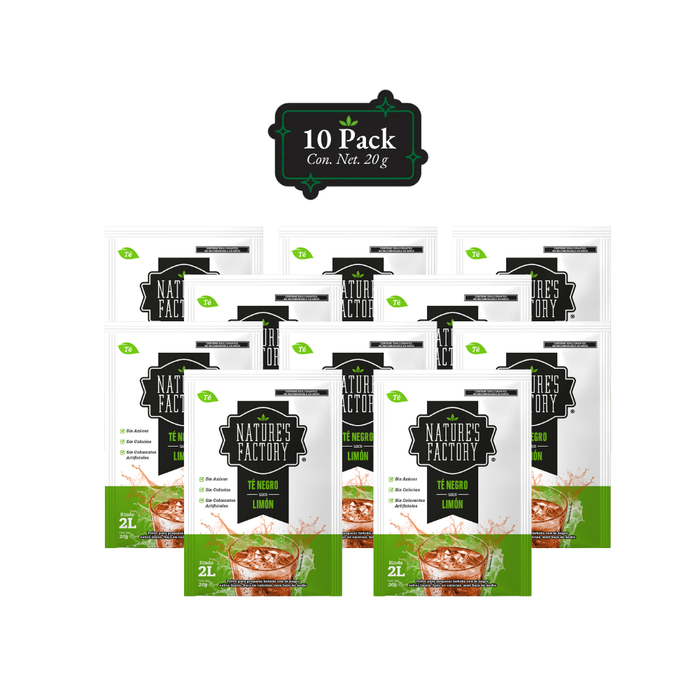 Nature’s Factory • Té Negro en Polvo Sabor Limón bajo en Calorías / 10 pzas.
