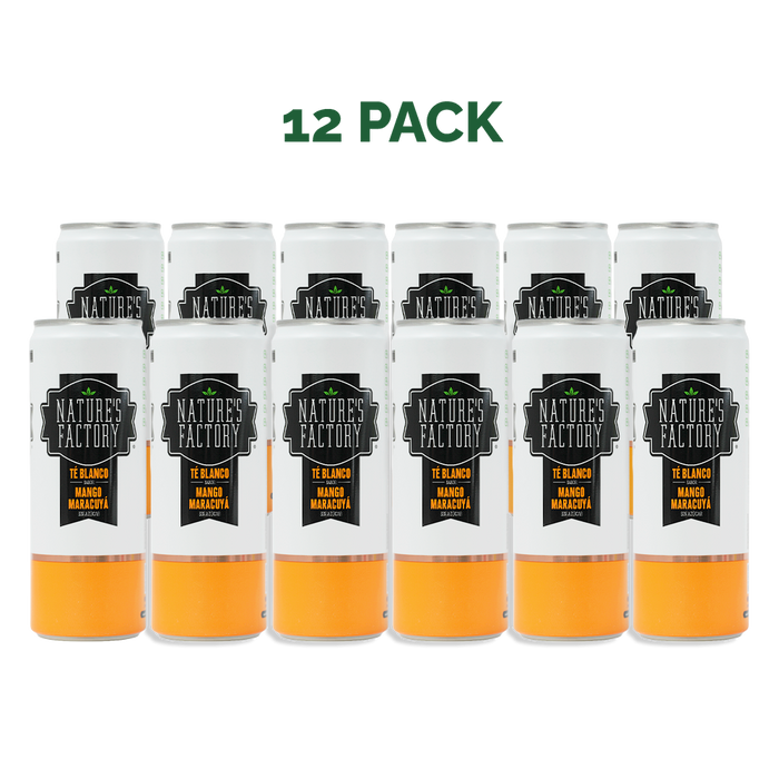 Nature’s Factory • Té Blanco Sabor Mango Maracuyá Sin Azúcar en Lata | 12 piezas