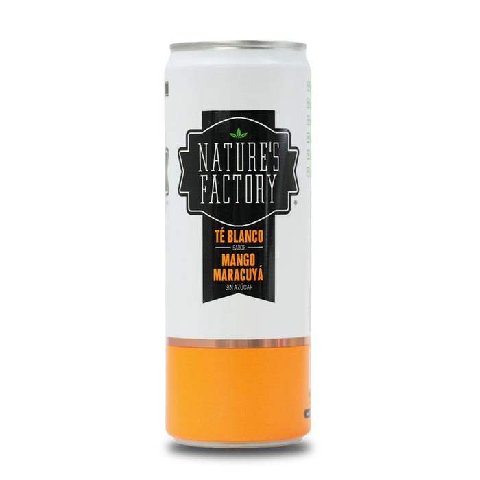 Nature’s Factory • Té Blanco Sabor Mango Maracuyá Sin Azúcar en Lata | 12 piezas