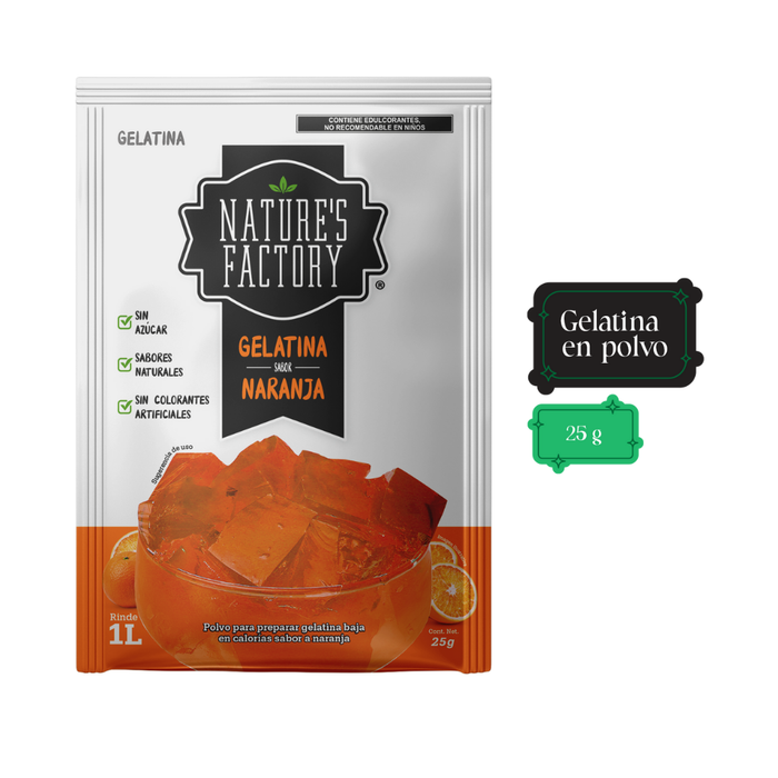 Nature’s Factory • Gelatina en Polvo sabor Naranja / Pack de 10 pzas