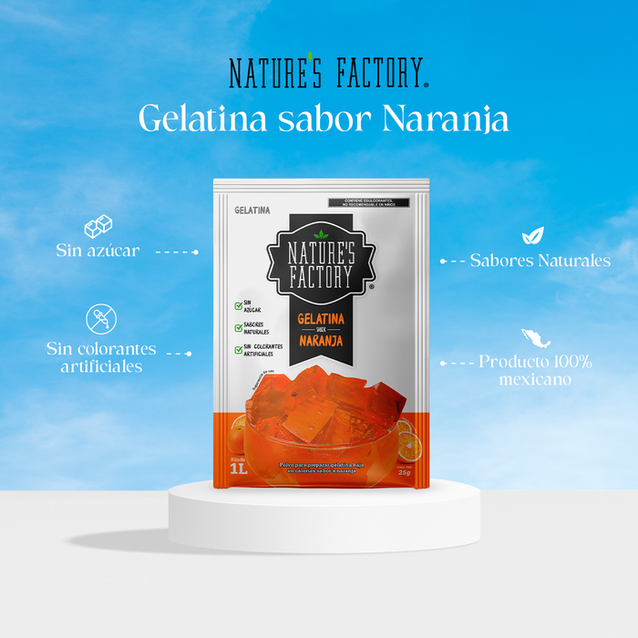 Nature’s Factory • Gelatina en Polvo sabor Naranja / Pack de 10 pzas