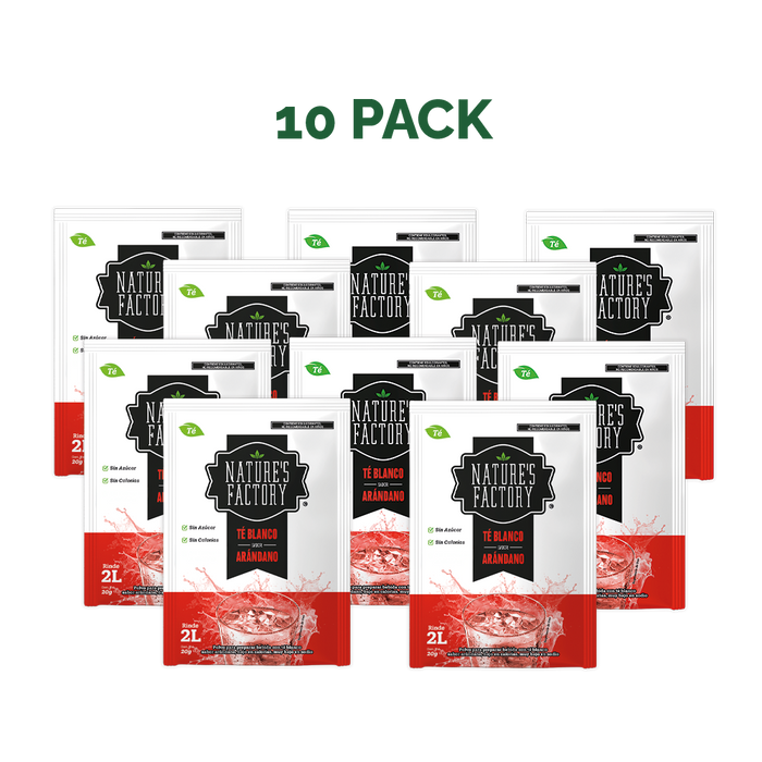 Nature’s Factory • Té Blanco en Polvo Sabor Arándano bajo en Calorías / 10 pzas.