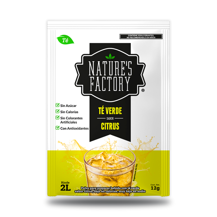 Nature’s Factory • Té Verde en Polvo Sabor Citrus bajo en Calorías / 10 pzas.