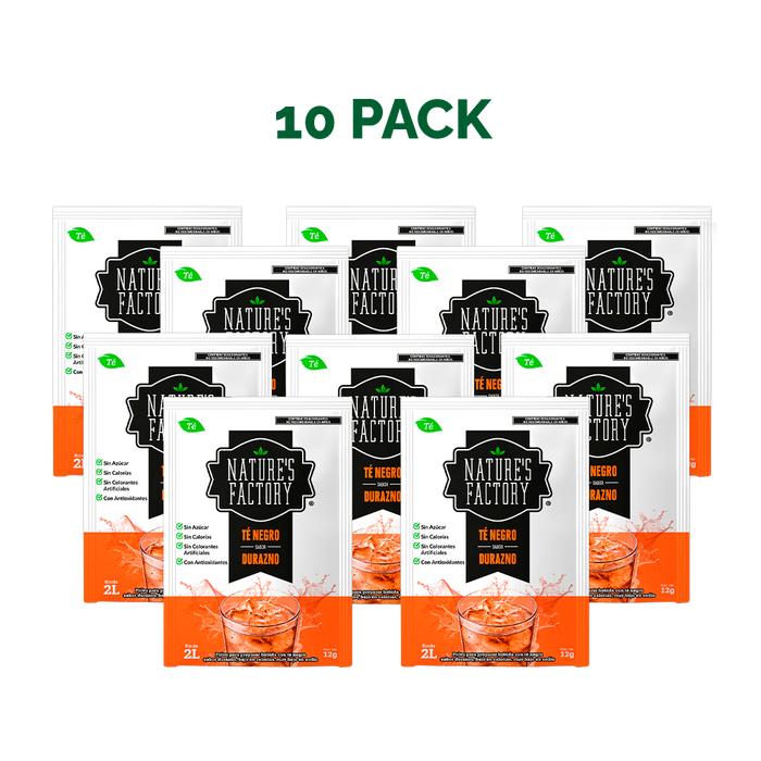 Nature’s Factory • Té Negro en Polvo Sabor Durazno bajo en Calorías / 10 pzas.