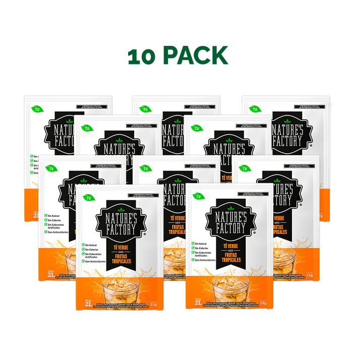 Nature’s Factory • Té Verde en Polvo Sabor Frutas Tropicales bajo en Calorías / 10 pzas.