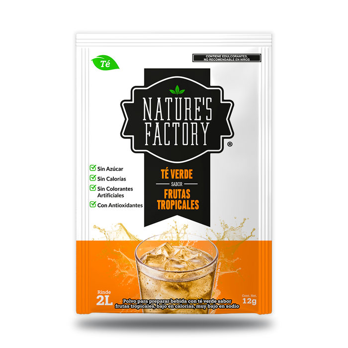 Nature’s Factory • Té Verde en Polvo Sabor Frutas Tropicales bajo en Calorías / 10 pzas.