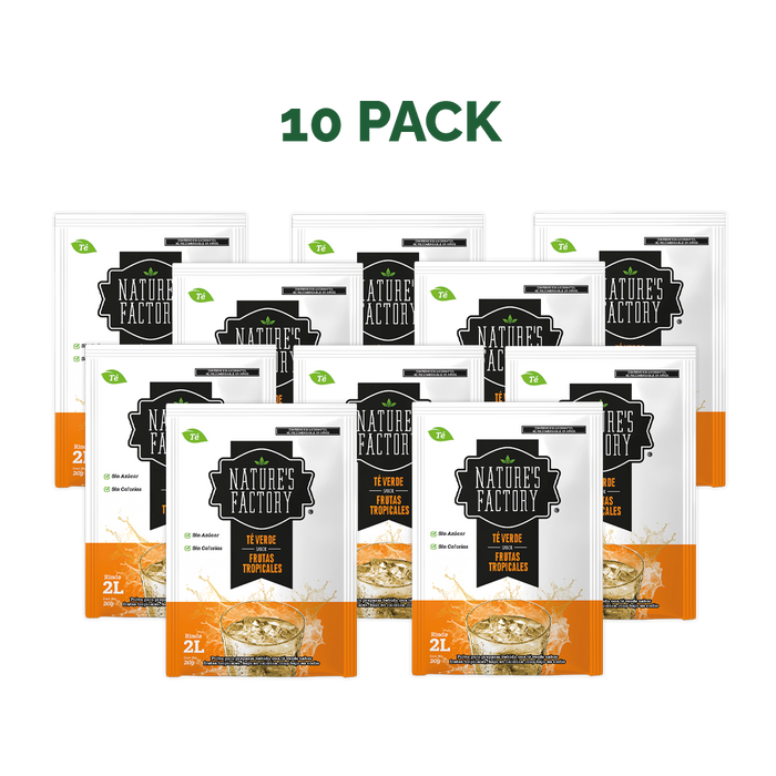 Nature’s Factory • Té Verde en Polvo Sabor Frutas Tropicales bajo en Calorías / 10 pzas.