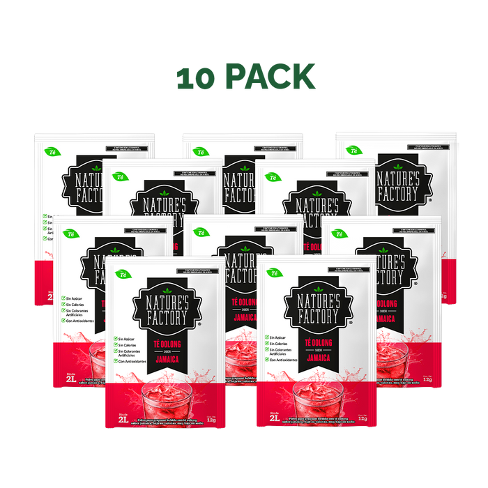 Nature’s Factory • Té Oolong en Polvo Sabor Jamaica bajo en Calorías / 10 pzas.