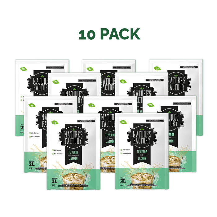Nature’s Factory • Té Verde en Polvo Sabor Jazmín bajo en Calorías / 10 pzas.