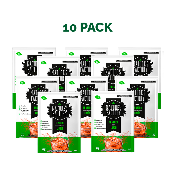 Nature’s Factory • Té Negro en Polvo Sabor Limón bajo en Calorías / 10 pzas.
