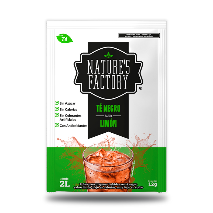 Nature’s Factory • Té Negro en Polvo Sabor Limón bajo en Calorías / 10 pzas.