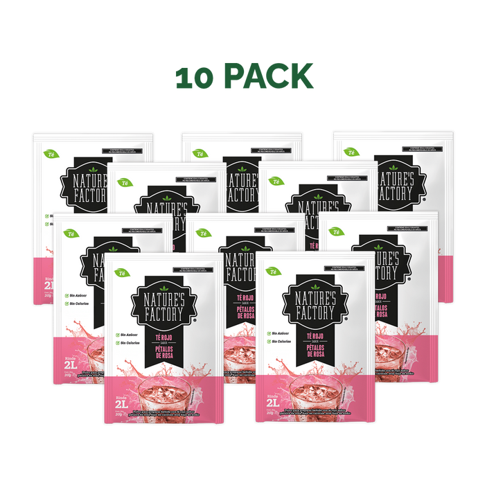 Nature’s Factory • Té Rojo en Polvo Sabor Pétalos de Rosa bajo en Calorías / 10 pzas.