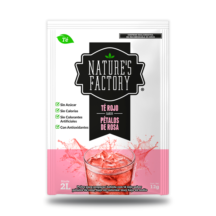 Nature’s Factory • Té Rojo en Polvo Sabor Pétalos de Rosa bajo en Calorías / 10 pzas.