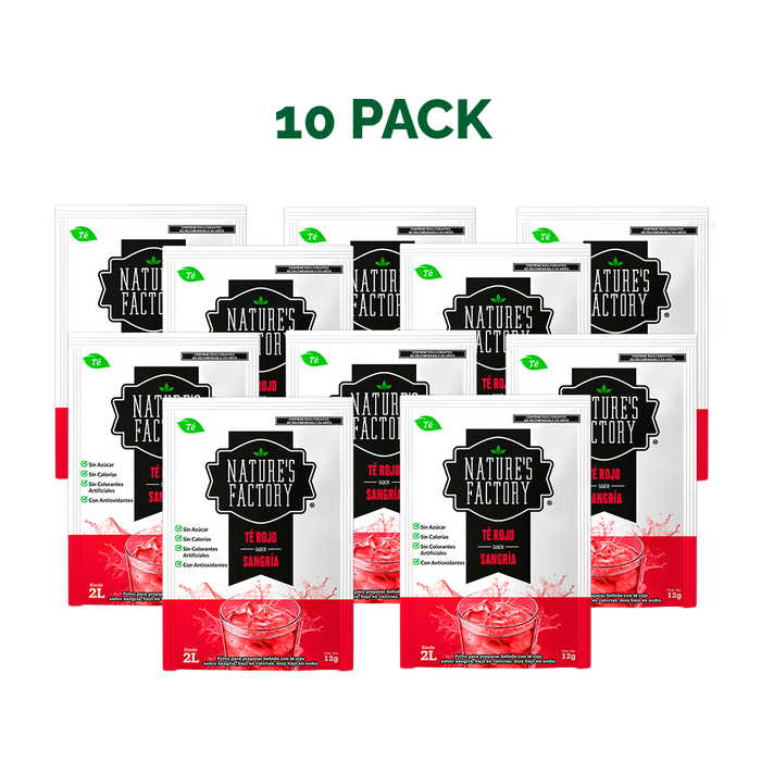 Nature’s Factory • Té Rojo en Polvo Sabor Sangría bajo en Calorías / 10 pzas.