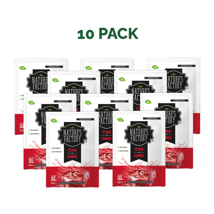 Nature’s Factory • Té Rojo en Polvo Sabor Sangría bajo en Calorías / 10 pzas.