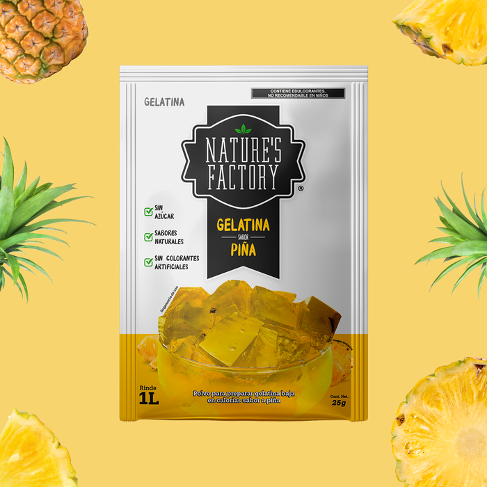 Nature’s Factory • Gelatina en Polvo sabor Piña / Pack de 10 pzas