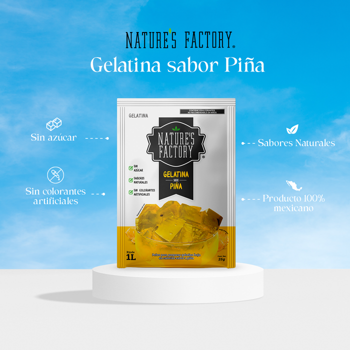 Nature’s Factory • Gelatina en Polvo sabor Piña / Pack de 10 pzas