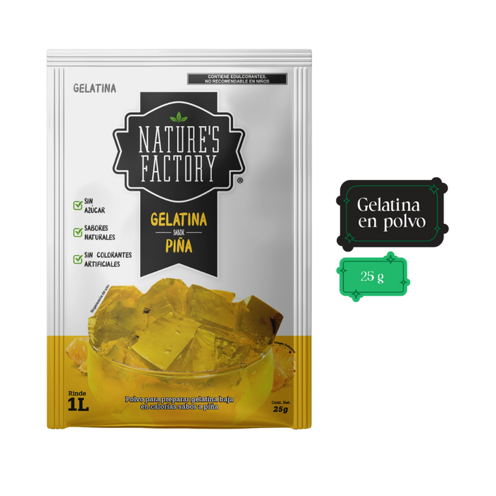 Nature’s Factory • Gelatina en Polvo sabor Piña / Pack de 10 pzas