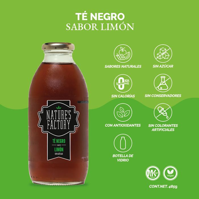 Nature’s Factory • Té Negro Sabor Limón Sin Azúcar | 12 piezas
