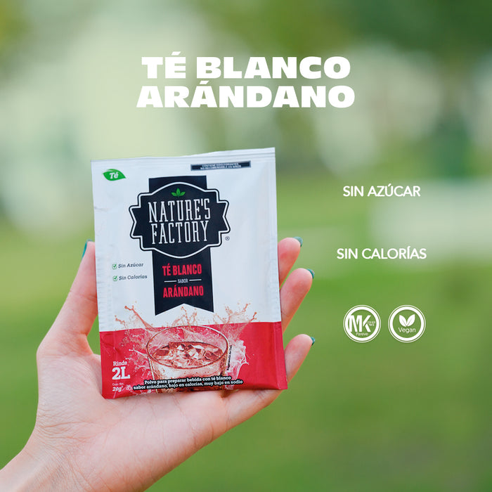Nature’s Factory • Té Blanco en Polvo Sabor Arándano bajo en Calorías / 10 pzas.