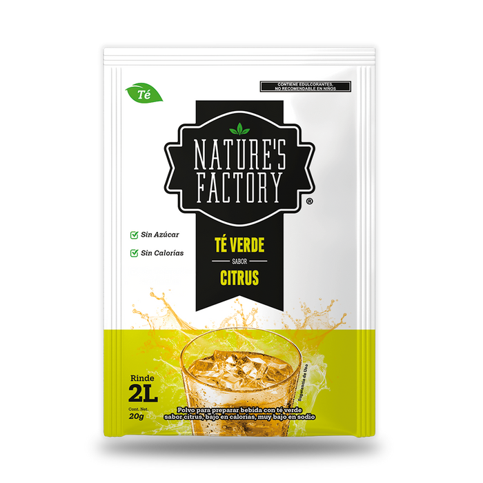 Nature’s Factory • Té Verde en Polvo Sabor Citrus bajo en Calorías / 10 pzas.