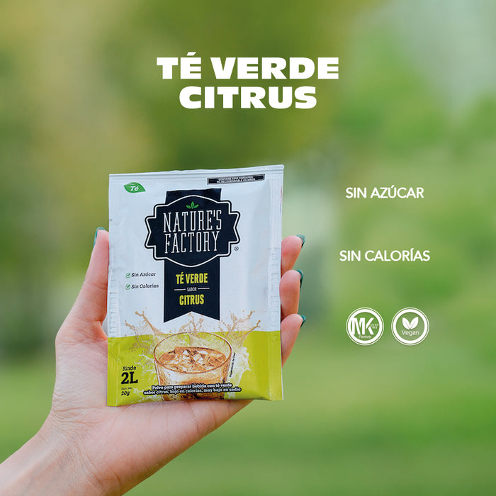 Nature’s Factory • Té Verde en Polvo Sabor Citrus bajo en Calorías / 10 pzas.