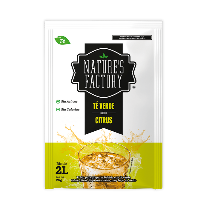 Nature’s Factory • Té Verde en Polvo Sabor Citrus bajo en Calorías / 10 pzas.