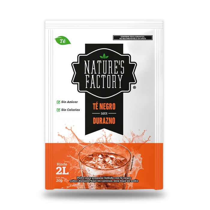 Nature’s Factory • Té Negro en Polvo Sabor Durazno bajo en Calorías / 10 pzas.