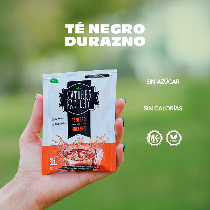 Nature’s Factory • Té Negro en Polvo Sabor Durazno bajo en Calorías / 10 pzas.